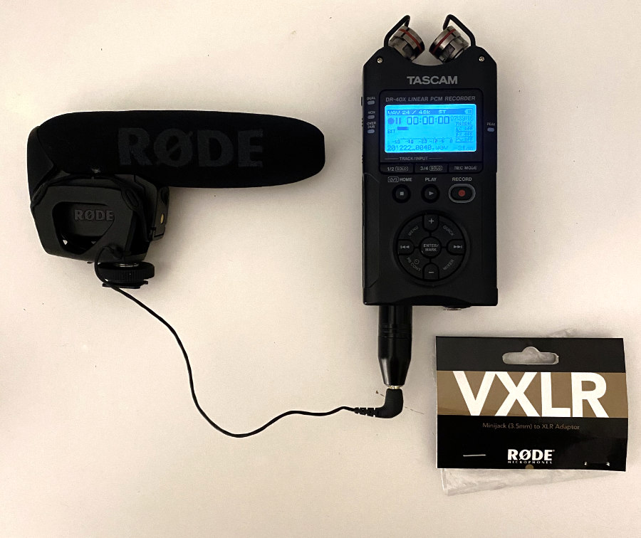 The Rode VXLR works with the Tascam DR-40X